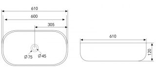 Раковина ABBER Rechteck AC2209MY 61см жёлтый матовый